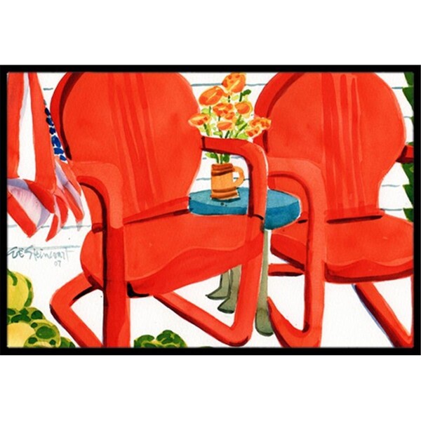 Carolines Treasures Red Chairs Patio View Indoor or Outdoor Mat- 24 x 36 in. 6140JMAT - main